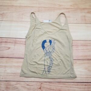 VINTAGE‎ BP Nordstrom Shirt Women Small Beige Lost Luvs Graphic Record Tank Top